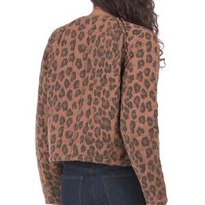 BLANK NYC Quilted Tencel Leopard Print Cropped Biker Brown Black Jacket Size S